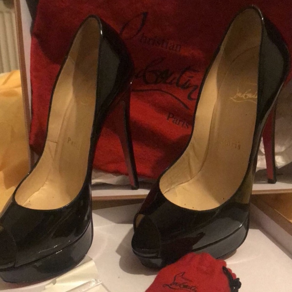 Christian Louboutin Lady Peep Black Patent Leather